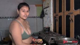 Cooking sex in kitchen when chopping vegetable with monster cock