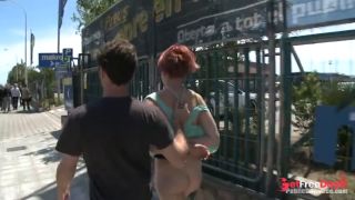 Redhead Euro girl gets fucked hard in public