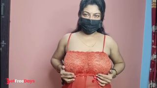 Solo MILF Fingering Her Wet Pussy to Squirting Orgasm, Big Natural Tits and Loud Desi Moaning