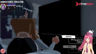 Goth Mikasa and Eren from Attack on Titan fuck until they get a creampie Azephynight animation