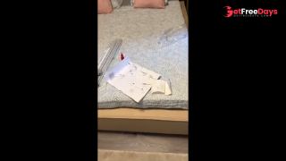 Wonderfully hot and sexy cutest college girl petite blonde paints my balls for easter to celebrate