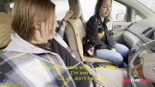 Busty Girl Surprised Me while Jerking off in the Car