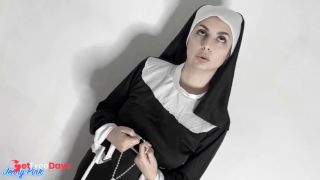 Busty blasphemous nun gets fucked and with a titjob she gets covered cum