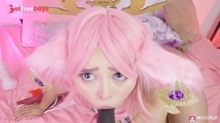 Cute anime slut Cuttie Jennie plays with a big black dildo.