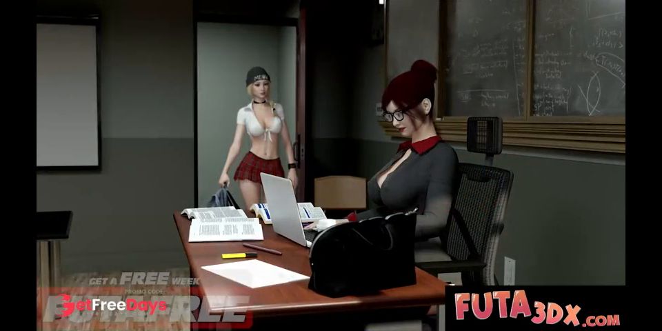 Redhead Big Dicked Futa Tutor Fucks Student Hard