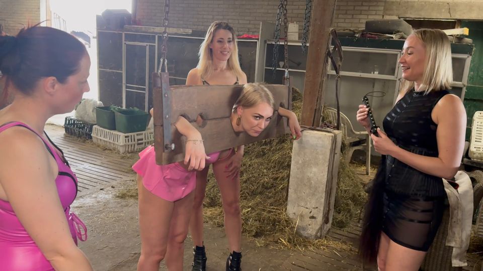 Mistress Noir Official - Two girls get whipped in the barn Double domme Painful session - Lesbian domination