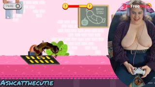 BBW plays Run sausage run topless