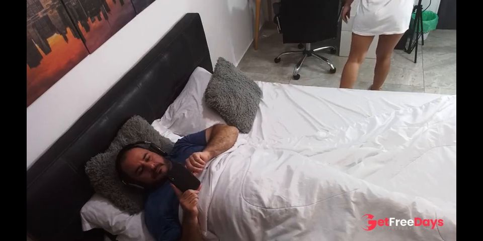 My girlfriend masturbates in front of me and my cock gets hard