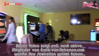 Young brunette slut milking cock from several men in the arcade