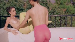 Two Beautiful Girls Kama Oxi and Shania Vegax Making Out on the Couch