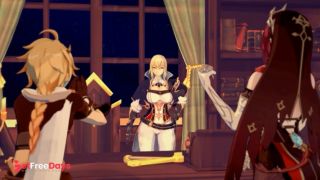 Genshin Impact  Jean and Rosarias Steamy Threesome with Aether  3D FFM Animation